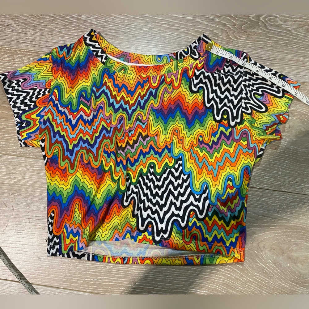 Small Vibrant Multicolor Crop Top, by Jen Stark